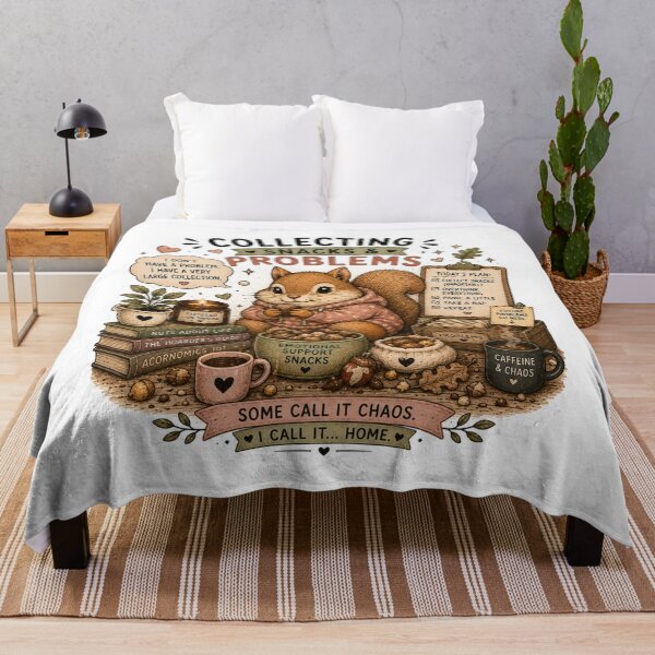 Item preview, Collecting Snacks and Problems Cute Squirrel Funny Humor Art designed and sold by DreamyBrushArt.