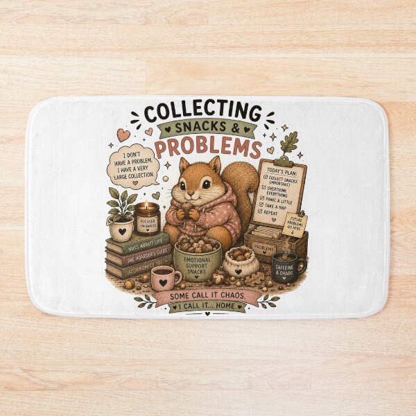Item preview, Collecting Snacks and Problems Cute Squirrel Funny Humor Art designed and sold by DreamyBrushArt.