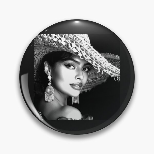 Item preview, Elegant Woman in Wide Brim Hat – Black and White Glamour Portrait designed and sold by inkoutninja.
