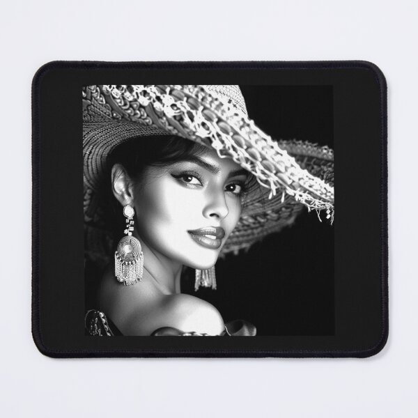 Item preview, Elegant Woman in Wide Brim Hat – Black and White Glamour Portrait designed and sold by inkoutninja.