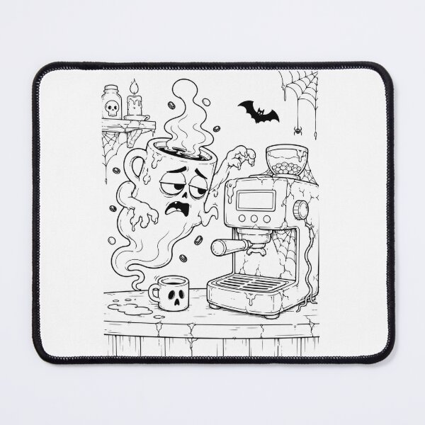 Item preview, Ghost Needs Coffee Funny Spooky Coffee Coloring Page designed and sold by ComedyInkFactor.