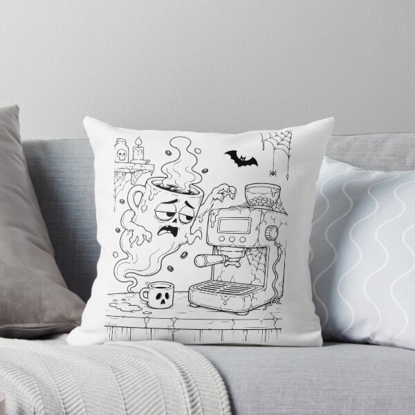 Item preview, Ghost Needs Coffee Funny Spooky Coffee Coloring Page designed and sold by ComedyInkFactor.