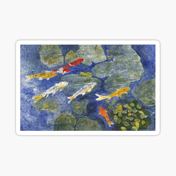 Vista previa del artículo con la obra «Colorful Koi Fish Watercolor Batik», diseñado y vendido por The Elderberry Blossom.