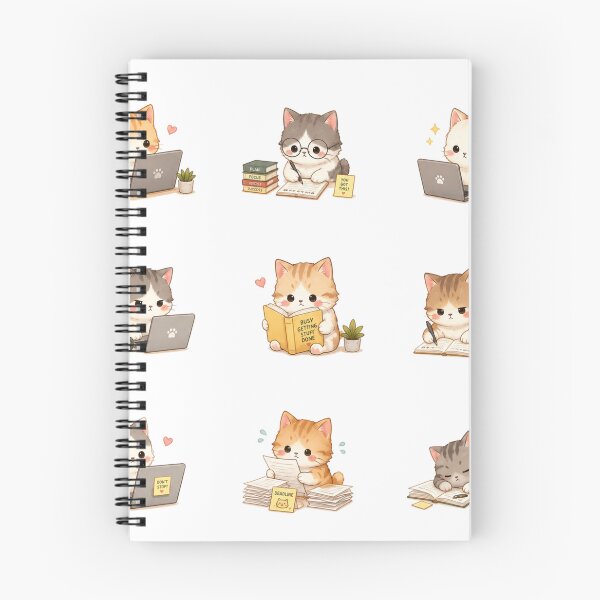 Item preview, Cute Study Cat Working Laptop Books Headphones Cozy Aesthetic designed and sold by Rehnair.
