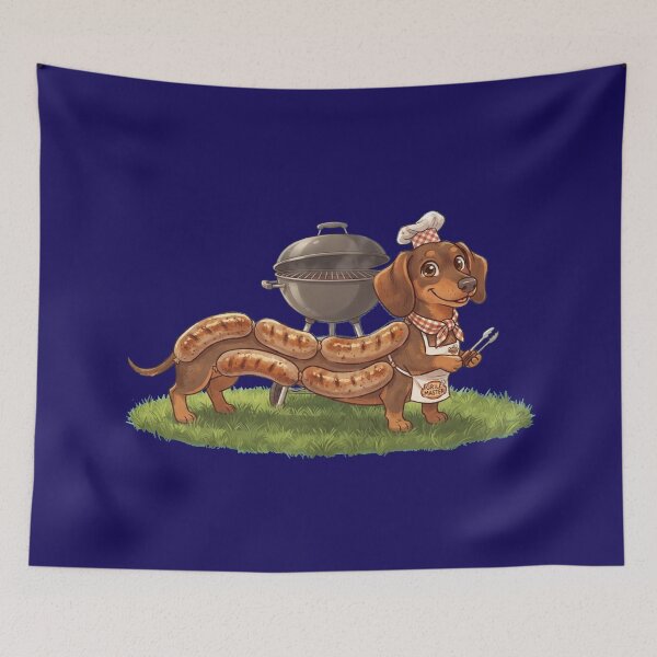 Item preview, Funny Sausage Dachshund Grill Master BBQ Cartoon Art designed and sold by Evelashop.