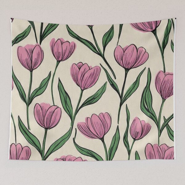 Item preview, Pink Tulips Floral Vintage Seamless Pattern designed and sold by LYAN-STORE.