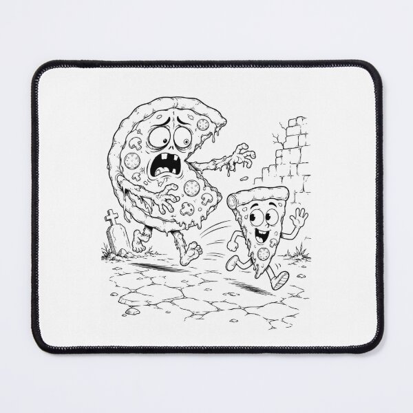 Item preview, Zombie Pizza Chase Funny Spooky Food Coloring Page designed and sold by ComedyInkFactor.