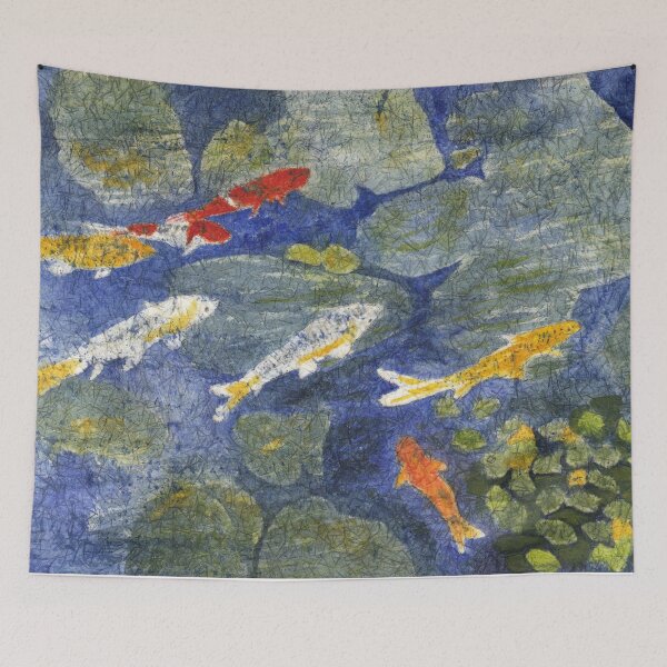 Item preview, Colorful Koi Fish Watercolor Batik  designed and sold by The Elderberry Blossom.