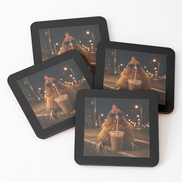 Item preview, Chicken Drinking Iced Coffee designed and sold by a-turner-paint.