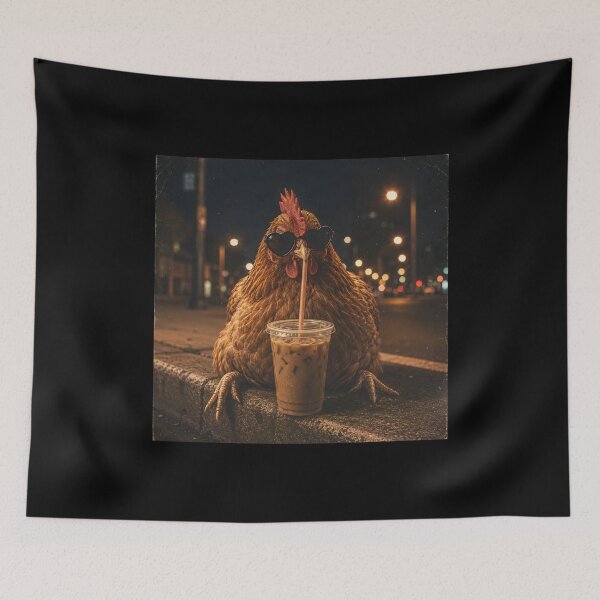 Item preview, Chicken Drinking Iced Coffee designed and sold by a-turner-paint.