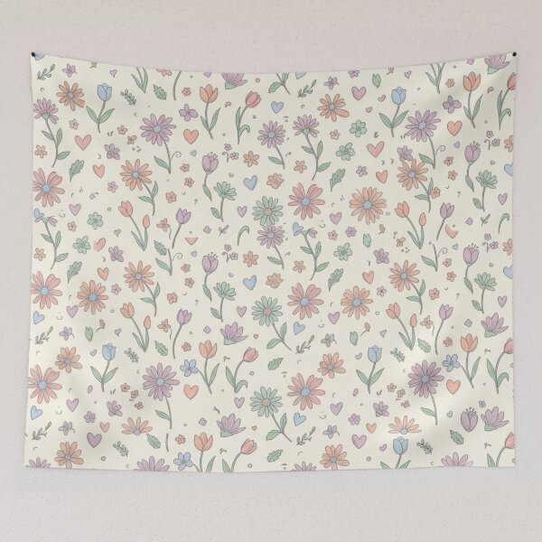 Item preview, Pastel Cottagecore Floral Pattern – Hand Drawn Spring Flowers designed and sold by FashioonTrends.