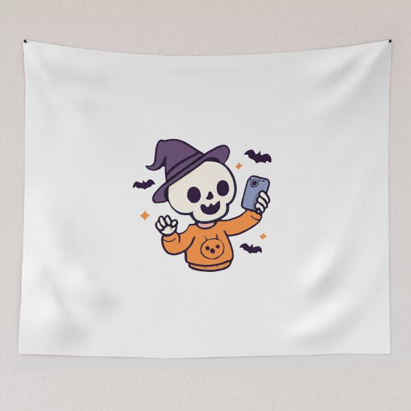 Item preview, Cute Skeleton Taking a Selfie Halloween Funny Spooky Skeleton designed and sold by FreshSticker co..