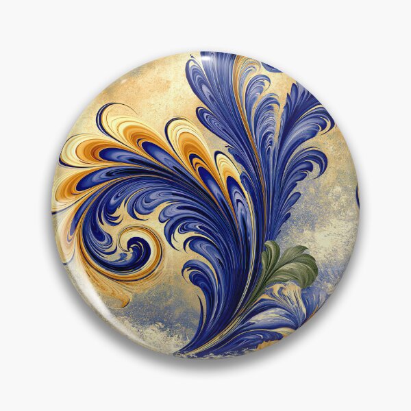 Item preview, Elegant Floral Marbled Swirls in Blue and Gold designed and sold by Piotrek0001.
