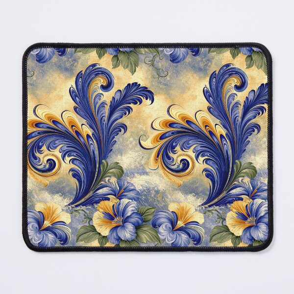 Item preview, Elegant Floral Marbled Swirls in Blue and Gold designed and sold by Piotrek0001.