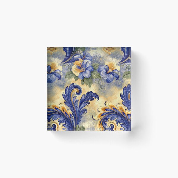 Item preview, Elegant Floral Marbled Swirls in Blue and Gold designed and sold by Piotrek0001.