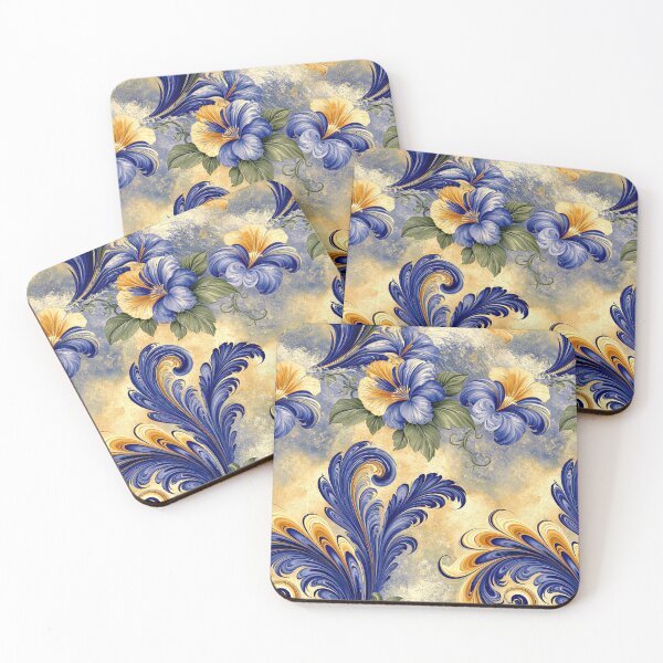 Item preview, Elegant Floral Marbled Swirls in Blue and Gold designed and sold by Piotrek0001.
