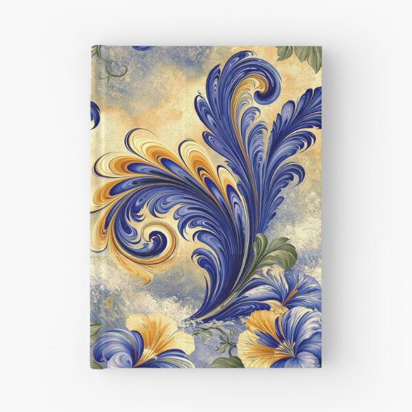 Item preview, Elegant Floral Marbled Swirls in Blue and Gold designed and sold by Piotrek0001.