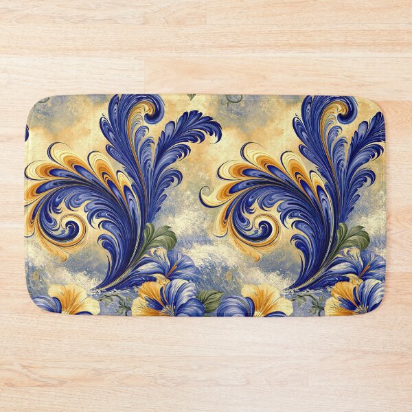 Item preview, Elegant Floral Marbled Swirls in Blue and Gold designed and sold by Piotrek0001.