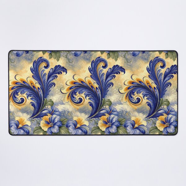 Item preview, Elegant Floral Marbled Swirls in Blue and Gold designed and sold by Piotrek0001.