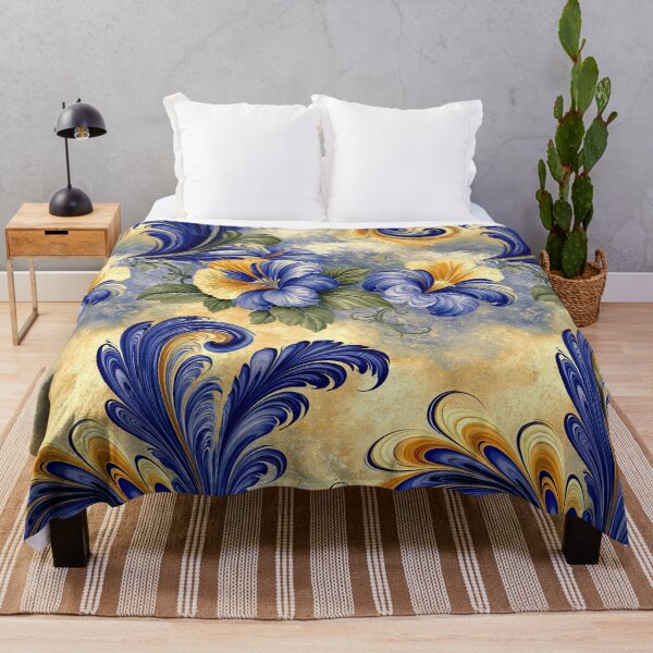 Item preview, Elegant Floral Marbled Swirls in Blue and Gold designed and sold by Piotrek0001.