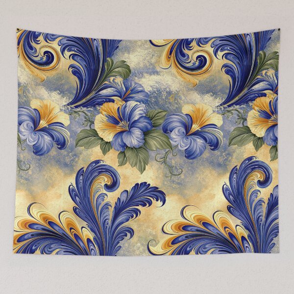 Item preview, Elegant Floral Marbled Swirls in Blue and Gold designed and sold by Piotrek0001.