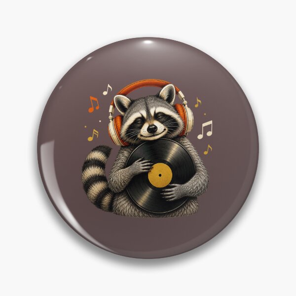 Item preview, Happy Raccoon Enjoying Music on Vinyl designed and sold by Kolibra.