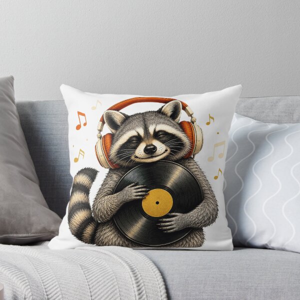 Item preview, Happy Raccoon Enjoying Music on Vinyl designed and sold by Kolibra.