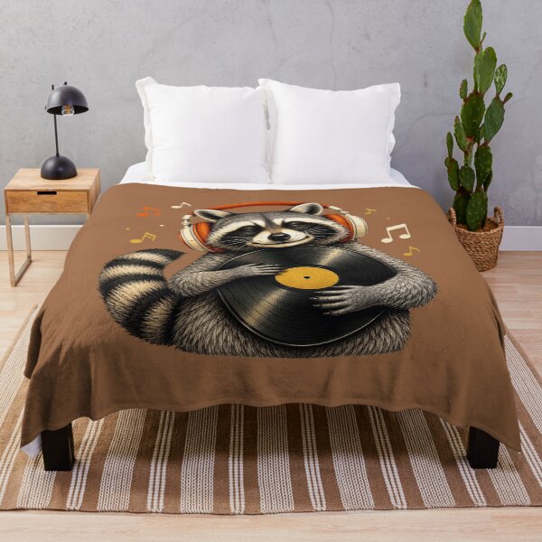 Item preview, Happy Raccoon Enjoying Music on Vinyl designed and sold by Kolibra.