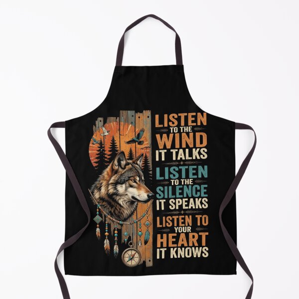 Item preview, Listen to the Wind Silence Heart Wolf Quote Vintage designed and sold by CF_VintageDesign.