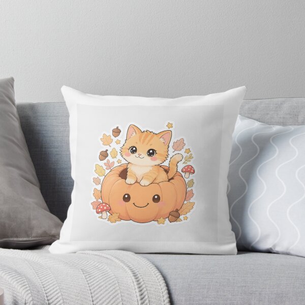 Item preview, Cute Pumpkin Cat Sticker | Kawaii Halloween Cat | Autumn Vinyl Decal designed and sold by usaniya.