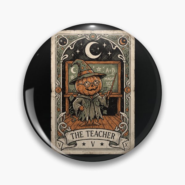 Item preview, Teacher Pumpkin Halloween Vintage Tarot Card Occult designed and sold by MTRBSK11.