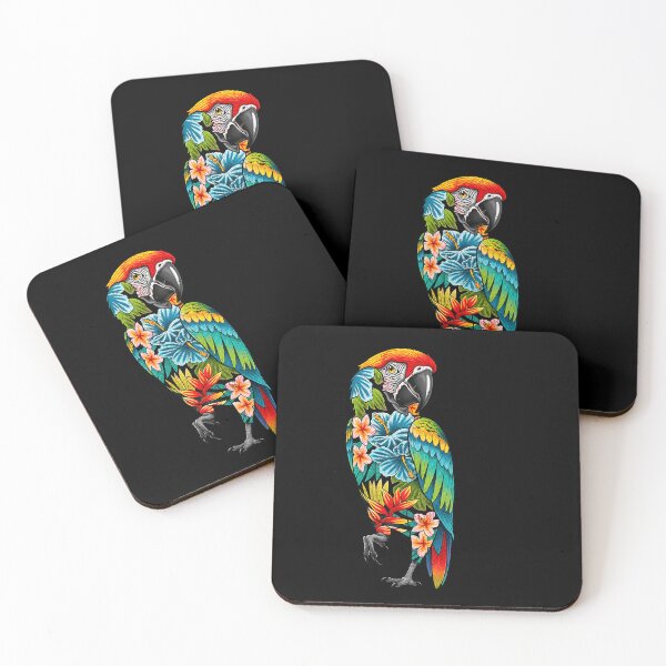 Item preview, Colorful Floral Macaw Parrot Wildlife Illustration designed and sold by elderberry.