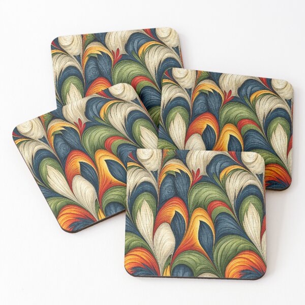 Item preview, Fiery Amber and Teal Feathered Marble Swirls designed and sold by Piotrek0001.