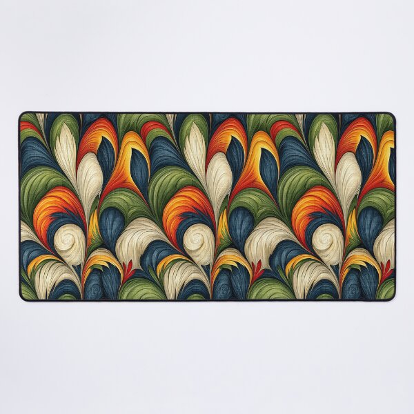 Item preview, Fiery Amber and Teal Feathered Marble Swirls designed and sold by Piotrek0001.