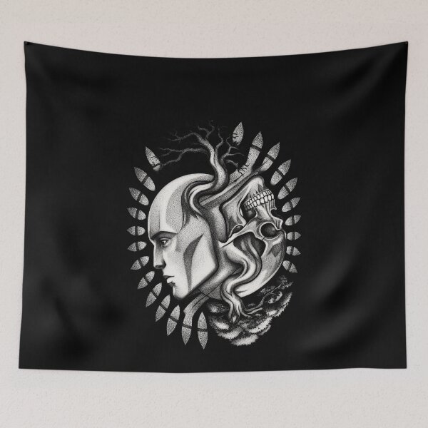 Item preview, Surreal Skull Face With Tree Roots Nature Art designed and sold by elderberry.