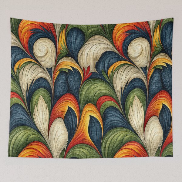 Item preview, Fiery Amber and Teal Feathered Marble Swirls designed and sold by Piotrek0001.
