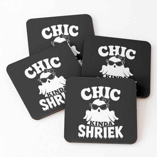 Item preview, Funny Kinda Chic Kinda Shriek Cute Ghost Halloween Pun Art designed and sold by elderberry.