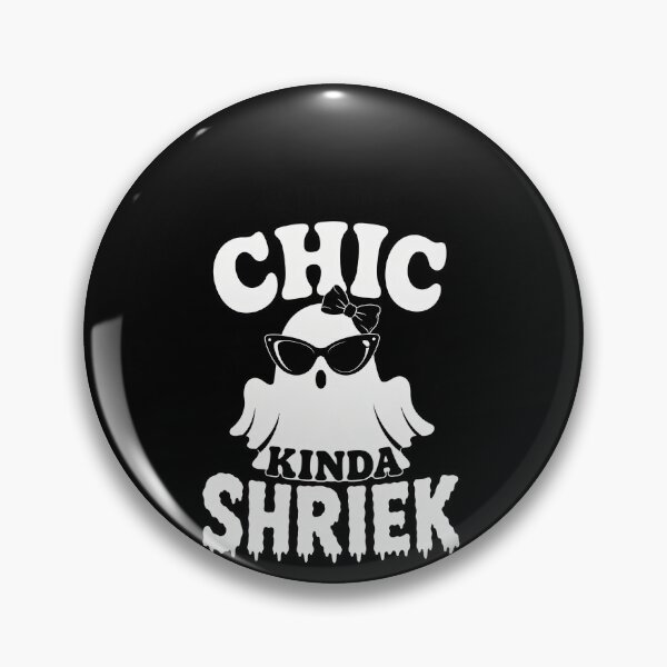 Item preview, Funny Kinda Chic Kinda Shriek Cute Ghost Halloween Pun Art designed and sold by elderberry.