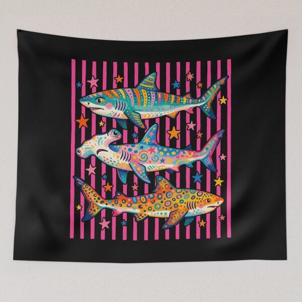 Item preview, colorful pop art shark parade designed and sold by GloriaSouth12.