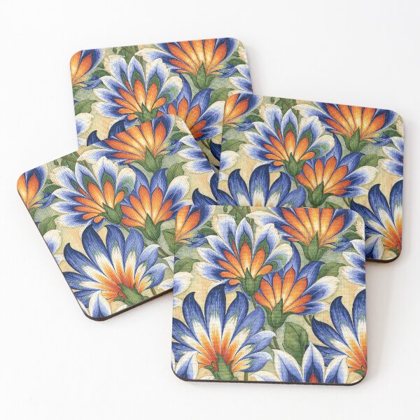 Item preview, Vibrant Blue and Orange Floral Marbling designed and sold by Piotrek0001.