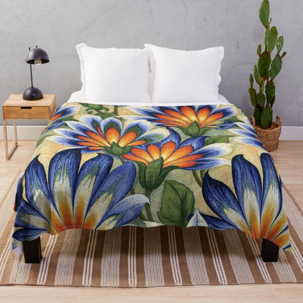 Item preview, Vibrant Blue and Orange Floral Marbling designed and sold by Piotrek0001.