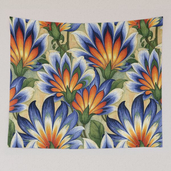Item preview, Vibrant Blue and Orange Floral Marbling designed and sold by Piotrek0001.