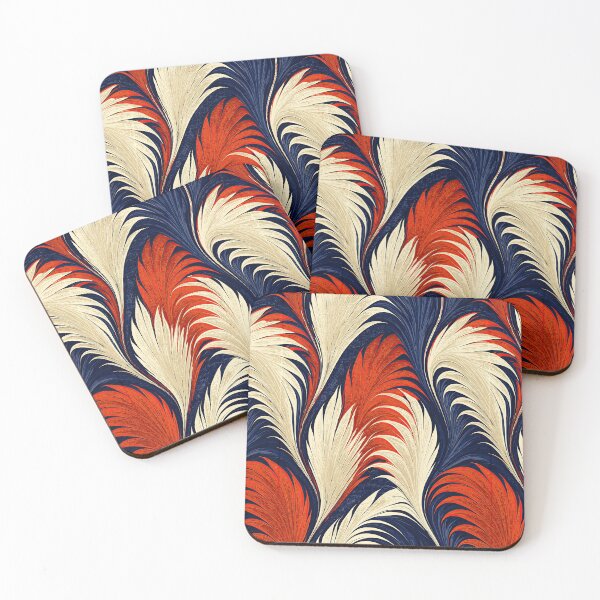 Item preview, Navy and Cream Feathered Plume Marbling designed and sold by Piotrek0001.