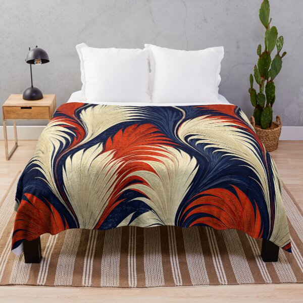 Item preview, Navy and Cream Feathered Plume Marbling designed and sold by Piotrek0001.