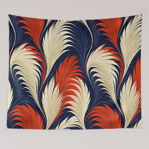Item preview, Navy and Cream Feathered Plume Marbling designed and sold by Piotrek0001.