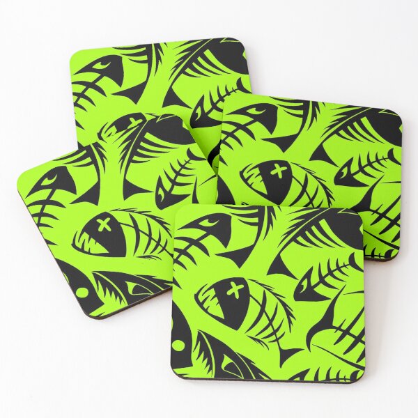 Item preview, Neon Green Fish Skeleton Tribal Pattern designed and sold by LYAN-STORE.