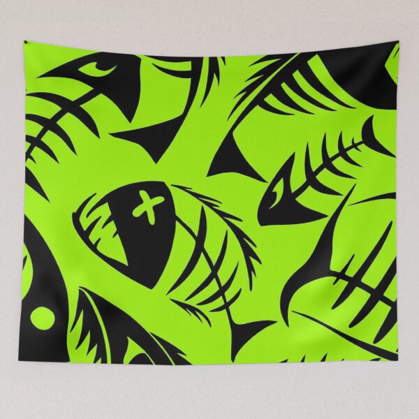 Item preview, Neon Green Fish Skeleton Tribal Pattern designed and sold by LYAN-STORE.