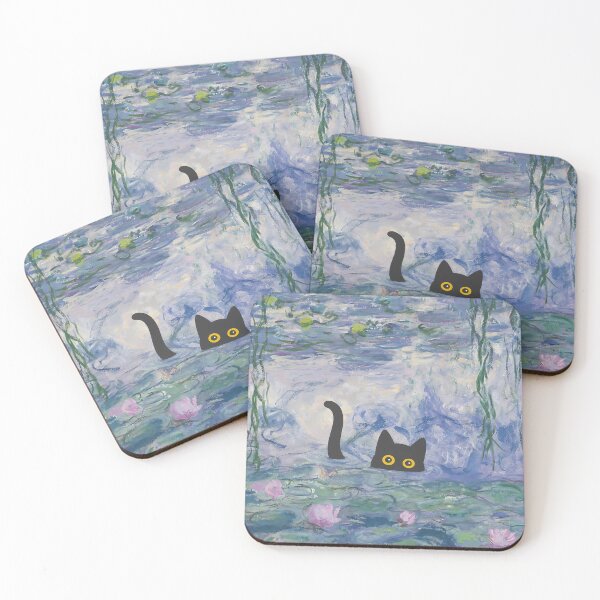 Item preview, Monet Cat Water Lilies Print designed and sold by PurrfectHome.