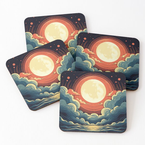 Item preview, Japanese Style Blood Moon Clouds & Ocean designed and sold by store52.