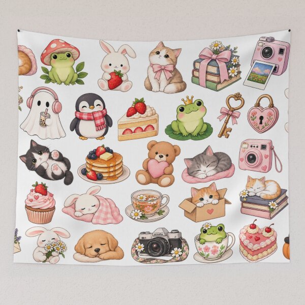 Item preview, Cute Kawaii Animals Cottagecore Cozy Planner Sticker designed and sold by Rehnair.